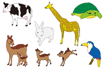 様々な動物のカラーイラスト集(ベクター)