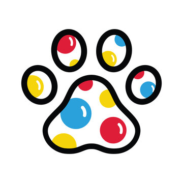 dog paw icon vector footprint polka dot candy logo colorful symbol cartoon character illustration doodle clip art design