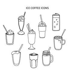 Ice Coffee icon set vector illustration	
