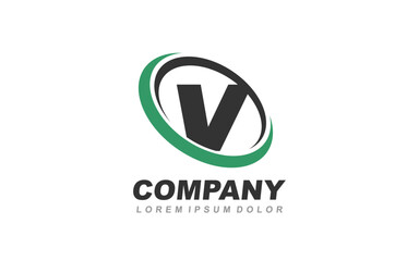 V Logo letter with CIRCLE concept for template 