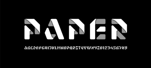 Paper alphabet art font, for your design logo or brand name or game, vector illustration 10EPS