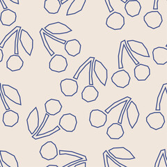 Minimalist monochrome line art style fruit seamless pattern