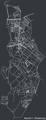 Fototapeta premium Detailed hand-drawn navigational urban street roads map of the NEUHOF 1 DISTRICT of the French city of STRASBOURG, France with vivid road lines and name tag on solid background