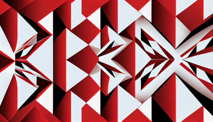 Generative AI, Red and White Geometric Shapes Abstract Pattern