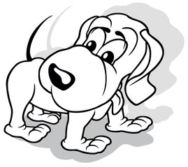 Drawing of a Standing Doggy with its Head Turned and Tongue Sticking Out