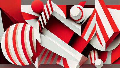 Generative AI, Red and White Stripes and Shapes