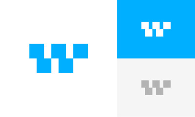 Initials W pixel logo design. Initial letter logo design vector