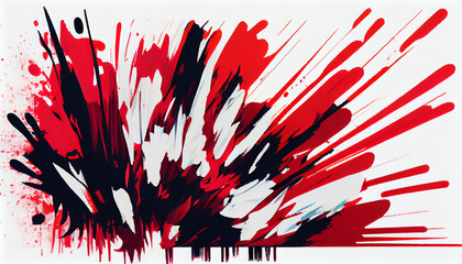 Fototapeta na wymiar Generative AI, Red Brushstrokes on White Canvas