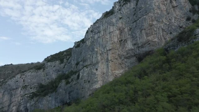 Drone footage over the gorge of Frasassi in Italy