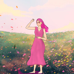 Obraz na płótnie Canvas girl in a field
