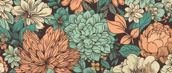 Möbelaufkleber Floral background pattern with flower and leaves © AhmadSoleh