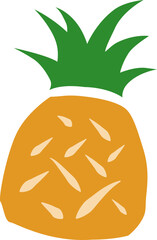 Pineapple cute flat vector illustration