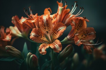 Close-up of stunning Peruvian lily flower. Generative AI