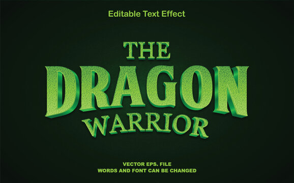 fantasy 3d green dragon warrior text effect, Dragon warrior text effect
