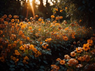 Fototapeta na wymiar orange flowers in the garden bg #1