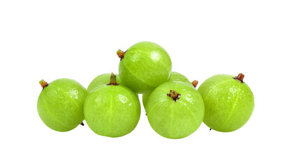 Indian gooseberry with drops water isolated on transparent png