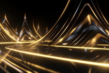 Fototapeta na wymiar abstract futuristic background with gold glowing neon moving high speed wave lines and bokeh lights. Data transfer concept Fantastic wallpaper 