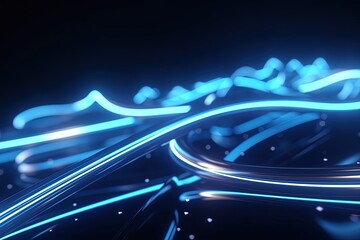 abstract futuristic background with dark blue glowing neon moving high speed wave lines and bokeh lights. Data transfer concept Fantastic wallpaper,Ai Generative