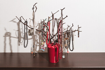 The original holder for jewelry in the form of a tree, handmade