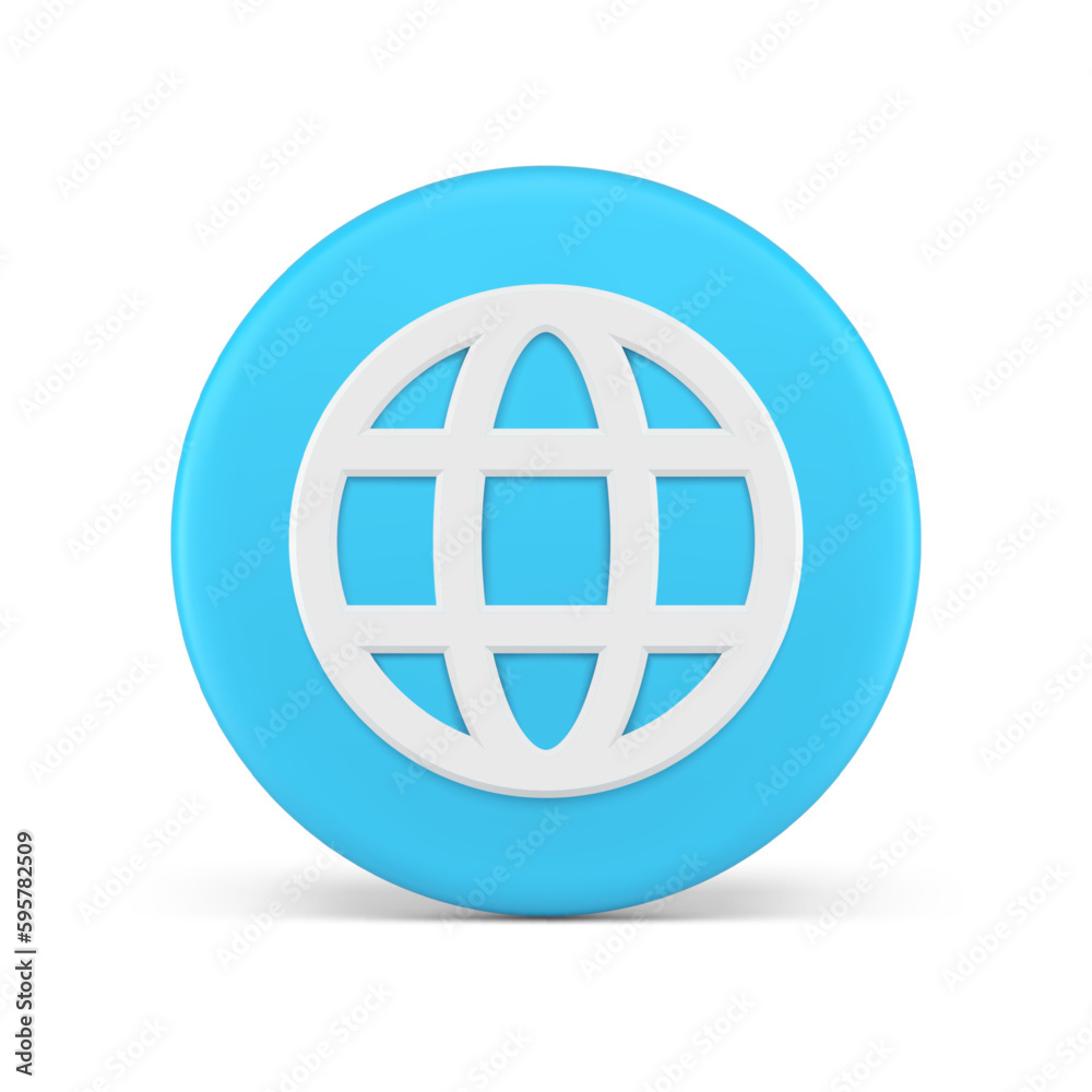 Wall mural Internet global web connection circle button planet grid cyberspace network 3d icon realistic vector