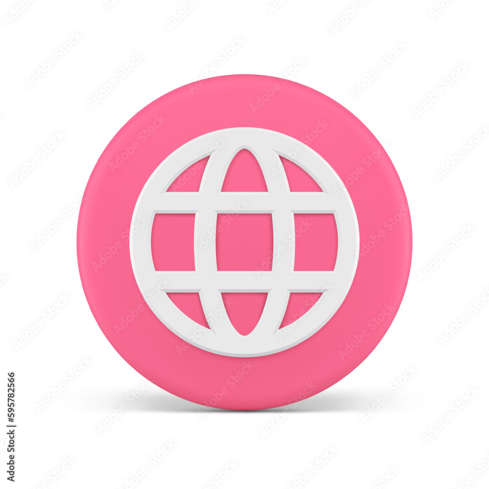 Poster website connection circle button e business digital network access application 3d icon vector