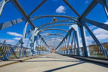Fototapeta na wymiar Old iron bridge in Tyn nad Vltavou, Czechia