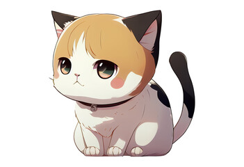 Cute cat isolated on transparent background. Generative Ai
