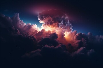 Obraz na płótnie Canvas Shining cosmic cloud in the night sky. Generative AI