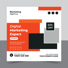 Digital marketing social media post banner template,
Creative Digital business marketing post banner template, Vector Promotion Square Banner Design