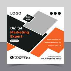 Digital marketing social media post banner template,
Creative Digital business marketing post banner template, Vector Promotion Square Banner Design