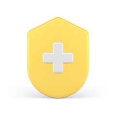 Fototapeta premium Insurance pharmacy immune system protection healthcare medical cross shield 3d icon realistic vector