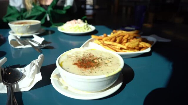 clam chowder and delicious seafood