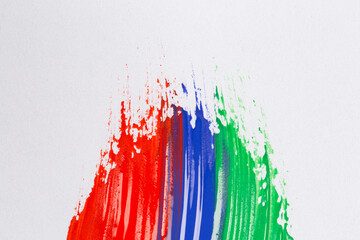 Acrylic green blue red paint on white paper
