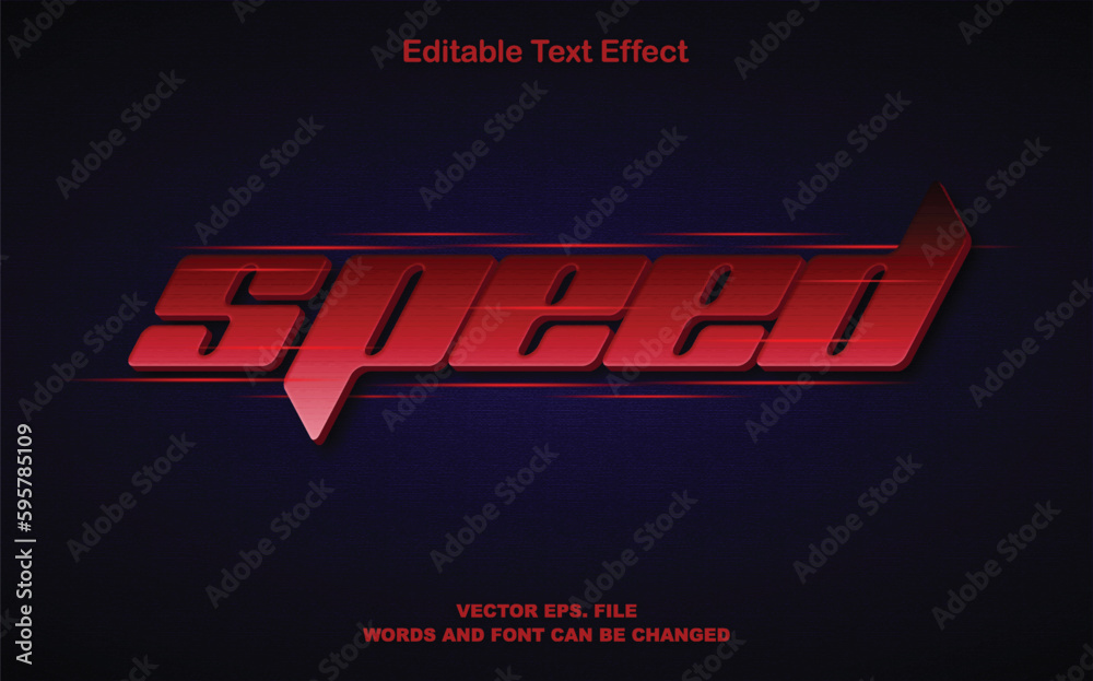 Fototapete speed 3d text effect, editable text effect premium vectors, speed 3d editable text effect template