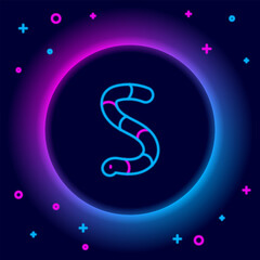 Naklejka premium Glowing neon line Worm icon isolated on black background. Fishing tackle. Colorful outline concept. Vector