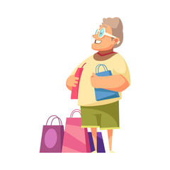 Shopaholic Cartoon Illustration