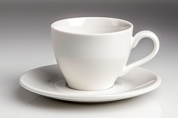 Obraz premium minimalist white cup and saucer on a white table. Generative AI