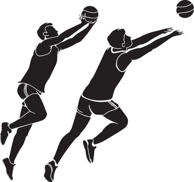 basketball player silhouette vector.Silhouette of volleyball player.