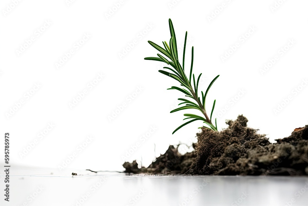 Wall mural plant emerging from soil or dirt. Generative AI