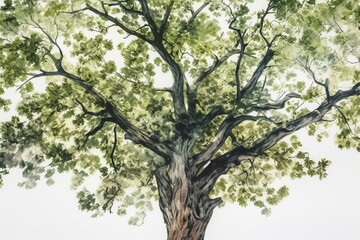Watercolor tree pattern without seams. Generative AI