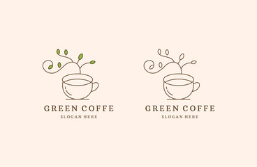 Green Coffee Logo Template Design Vector, Emblem, Design Concept,icon .