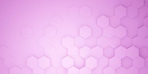 Pink hexagons background, abstract futuristic geometric backdrop or wallpaper with copy space for text