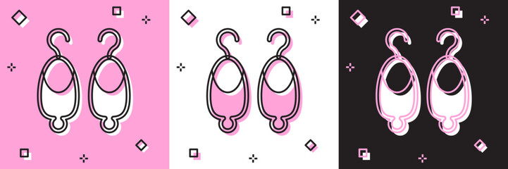 Set Earrings icon isolated on pink and white, black background. Jewelry accessories. Vector