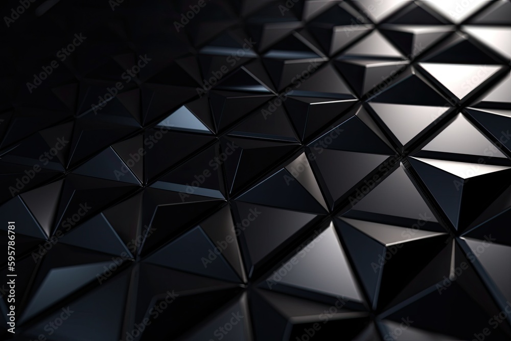 Poster black abstract background with overlapping triangular shapes. generative ai