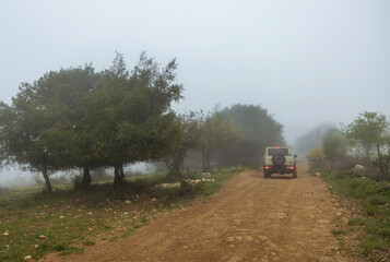  road along which the SUV.  rides