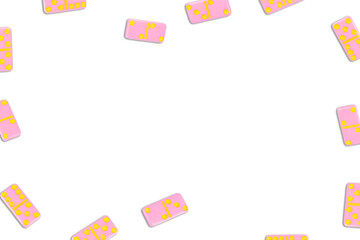 Pink dominoes frame no background