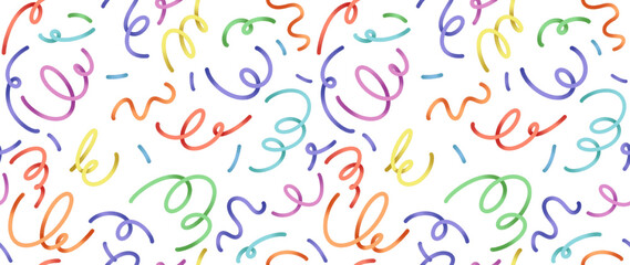 Fototapeta premium Colorful line doodle seamless pattern comfortable colors, slightly gradient, simple, background for design work. 