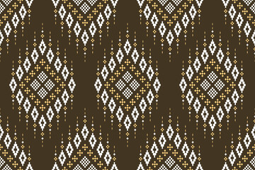 Nature vintages cross stitch traditional ethnic pattern paisley flower Ikat background abstract Aztec African Indonesian Indian seamless pattern for fabric print cloth dress carpet curtains and sarong