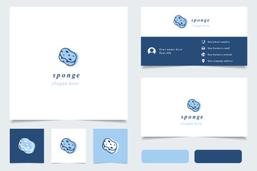 Sponge logo design with editable slogan. Branding book and business card template.