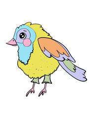 illustration color card cartoon childish style character little bird spring cute coloring coloring media sticker postcard cover design element